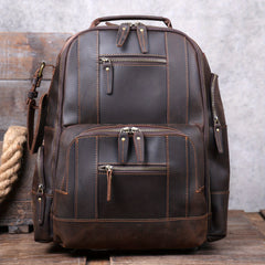 Vintage Men's Leather Backpack Classic Outdoor Travel Bag