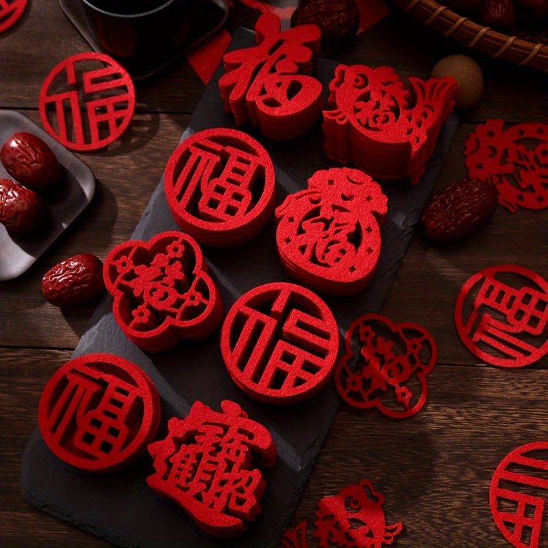 20pcs Fu Character Red Spring Clings Year Of The Dragon Removable Wall Art Decor