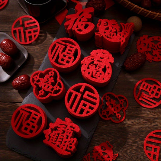 20pcs Fu Character Red Spring Clings Year Of The Dragon Removable Wall Art Decor