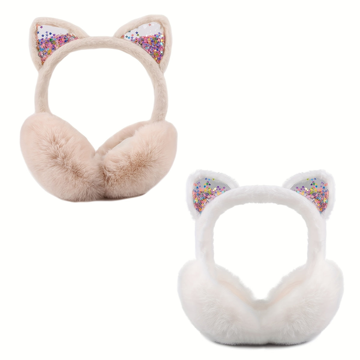 2 Pack Plush Ear Muffs Winter Ear Warmers Unisex Hand Wash Fabric