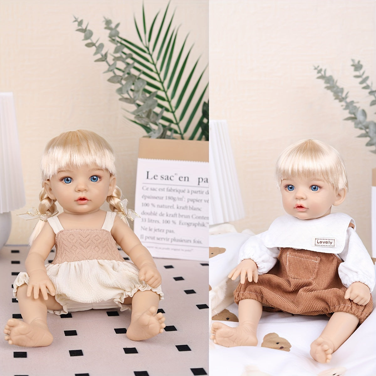 AKODEERD 12 Inch Doll Eyes Outfit Movable Limbs Vinyl Body Light Brown Gift