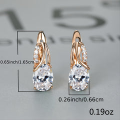 Vintage Oval Cut Marble Zircon Earrings - Bridesmaid Gift