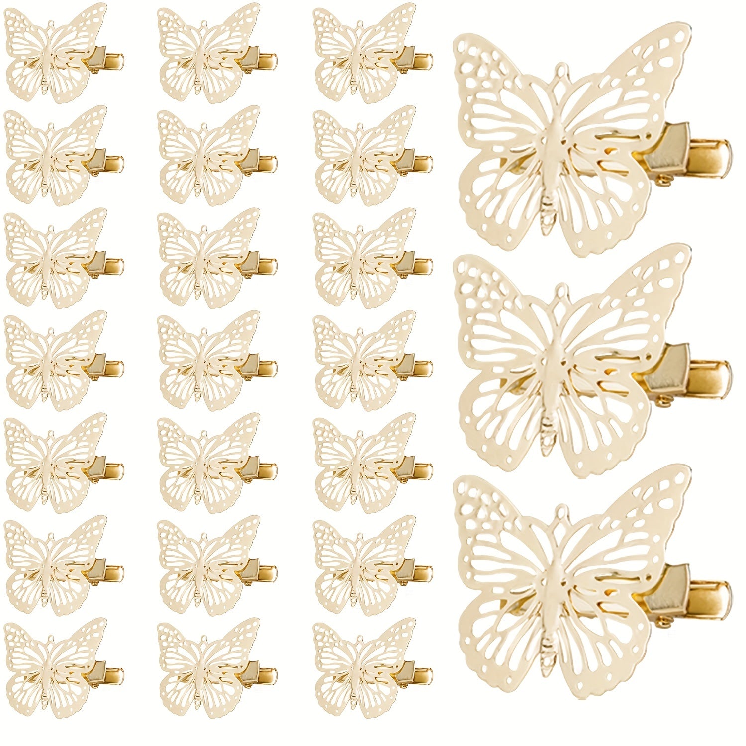 6 Pcs Golden Butterfly Hair Clips Metal Butterfly Duck Billed Clip Barrettes