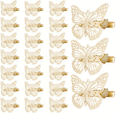 6 Pcs Golden Butterfly Hair Clips Metal Butterfly Duck Billed Clip Barrettes