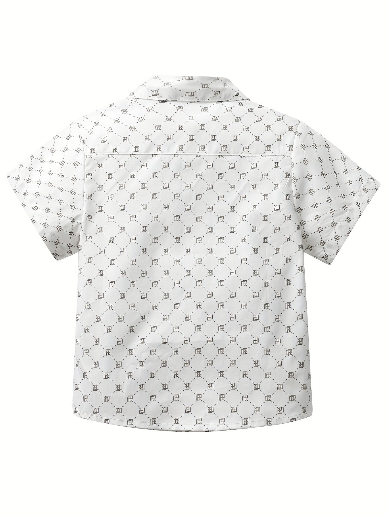 Boys Allover Print Short Sleeves Shirt Preppy Style For Summer Kids Clothes
