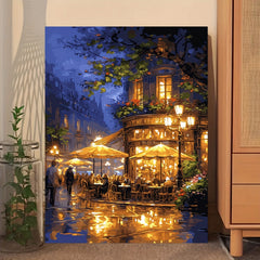 Street Cafe Scene DIY Paint by Numbers Kit 40x50 Canvas Frameless Art