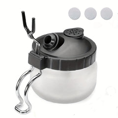 Airbrush Cleaning Pot Spray Gun Washing Glass Jar with Air Filter Mat