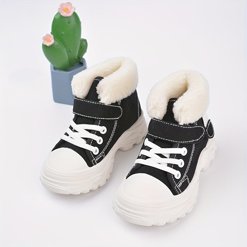 Girl's Solid Snow Boots Fleece Lined Ankle Boots