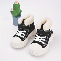 Girl's Solid Snow Boots Fleece Lined Ankle Boots