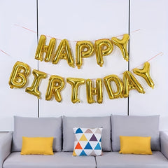 13pcs Birthday Balloon Set Golden Silvery Pink Happy Birthday Party Decoration