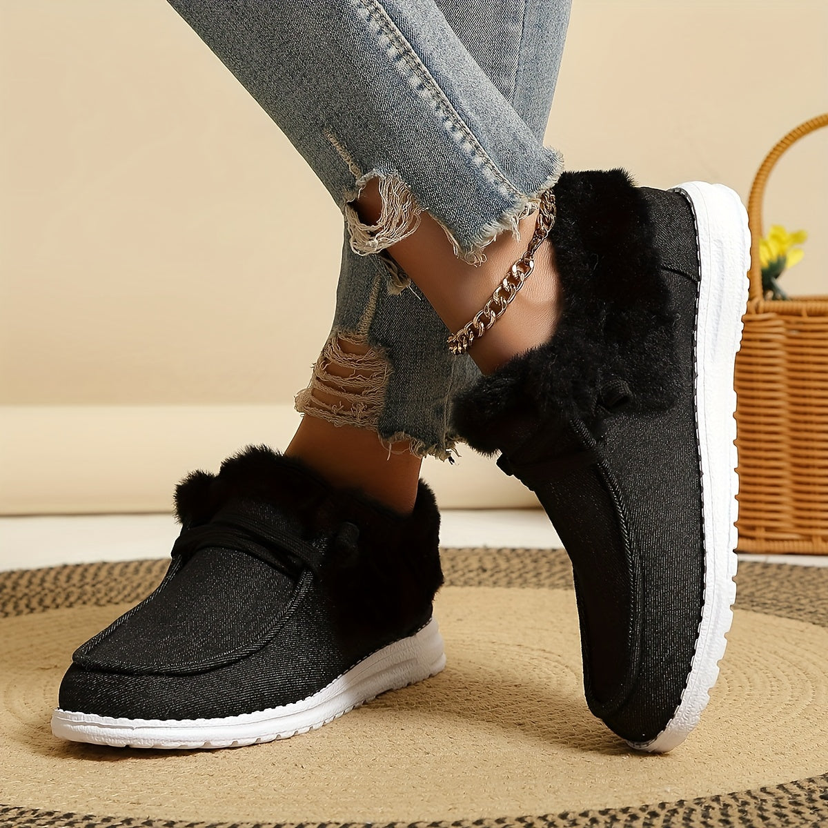 Women's Non-Slip Snow Sneakers Winter Warm Flat Sport Shoes