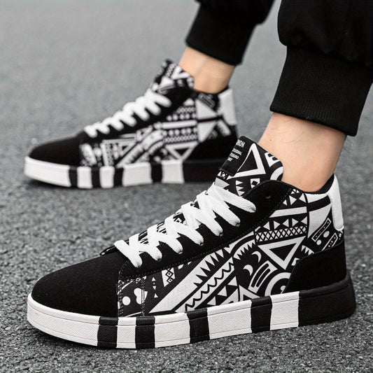 Men's Graffiti Canvas Skate Shoes Casual Breathable Lace Up