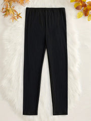  Solid Ribbed Knit Straight Leg Trousers