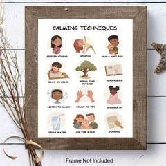 Calming Techniques Emotions Chart Wall Decor Art 20x32 for Home Classroom