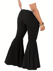  Solid High Rise Skinny Flared Leg Pants