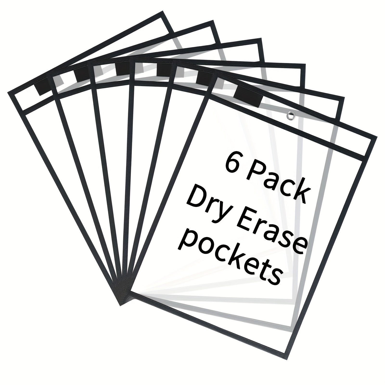 6pcs Reusable Dry Erase Pocket Sleeves Clear Plastic Sheet Protectors