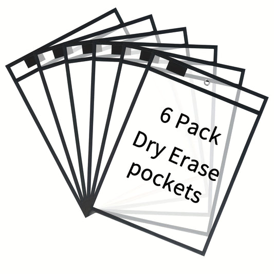 6pcs Reusable Dry Erase Pocket Sleeves Clear Plastic Sheet Protectors