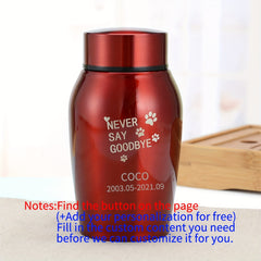 Custom Small Pet Cremation Urn with Personalized Information