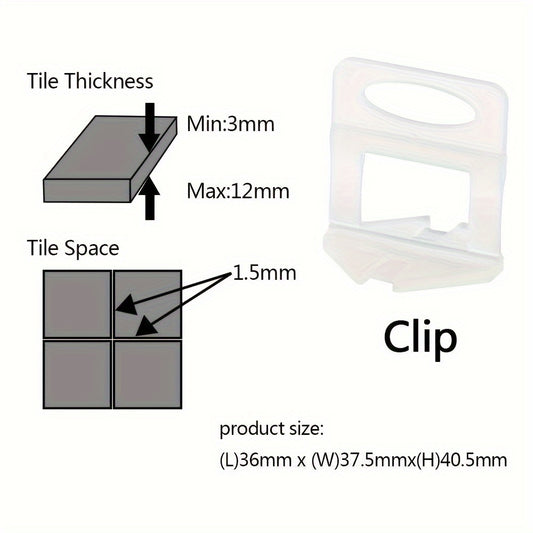 100pcs Tile Leveler Clamps Wedges Floor Tile Leveling System Clips