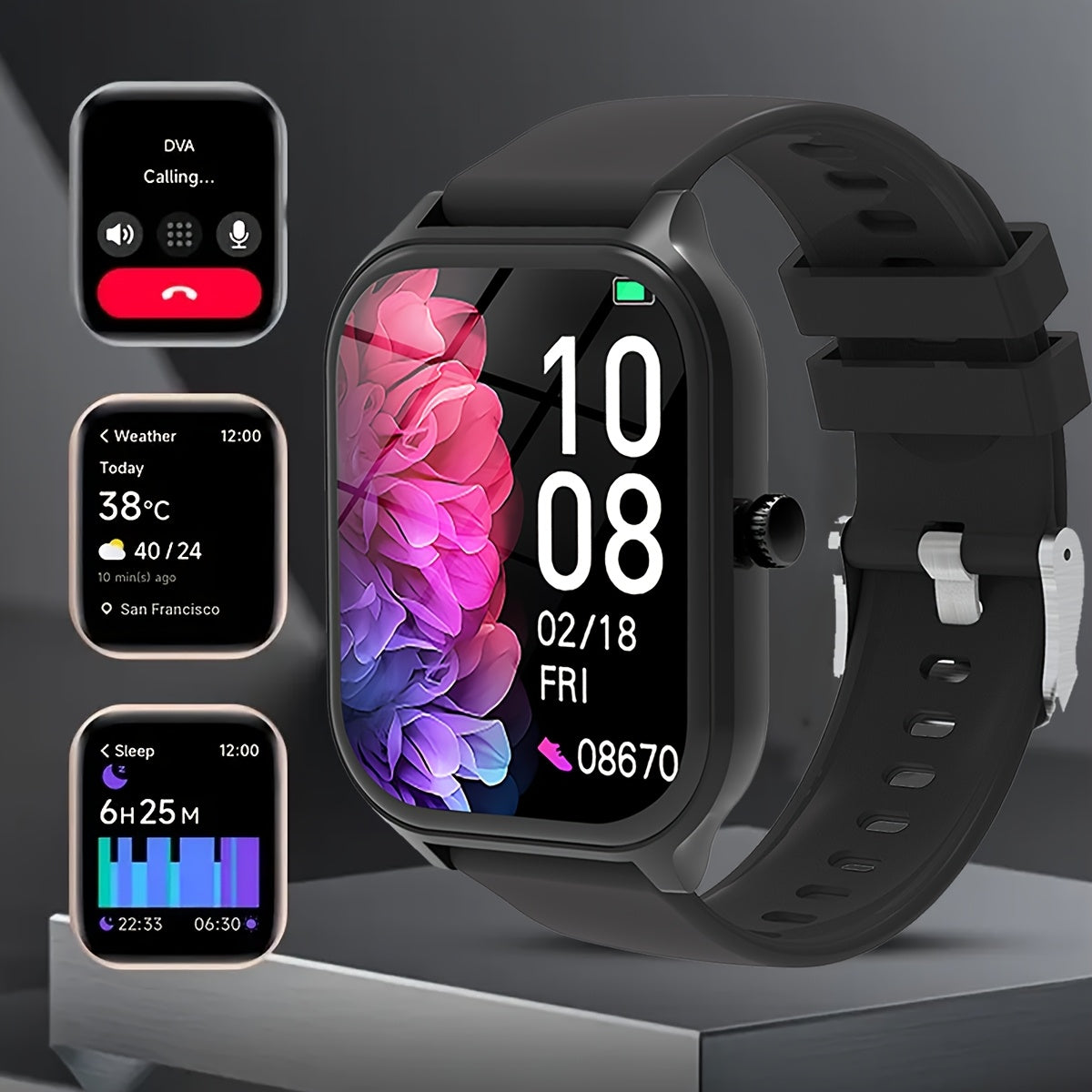 Smartwatch with Call & Message Features Activity Tracker Pedometer