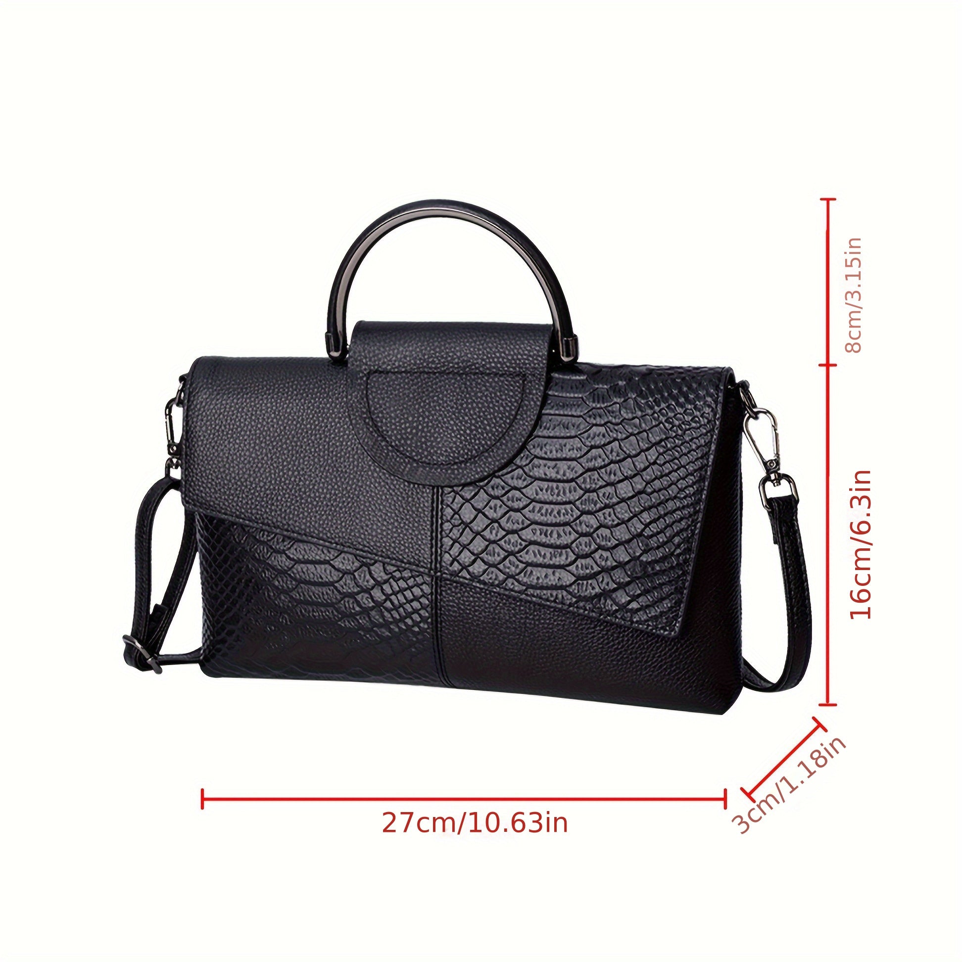 Crocodile Pattern Crossbody Bag PU Leather Clutch Purse