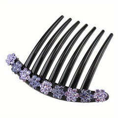 Vintage Rhinestone Flower Hair Comb Pin