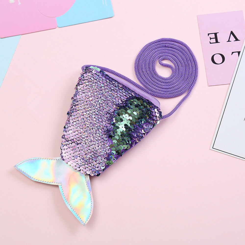 Sequin Mermaid Tail Shoulder Bag Messenger Coin Purse Wallet Crossbody