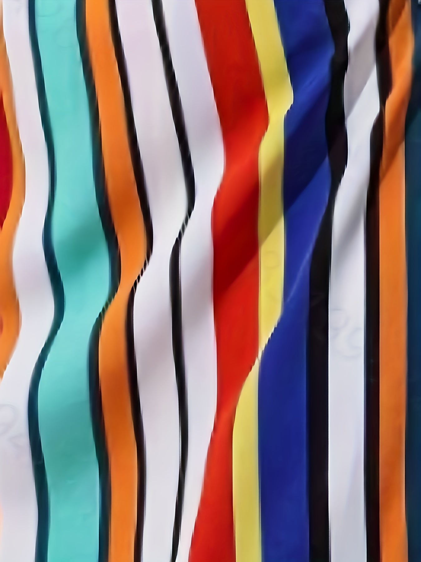  Colorful Stripe Print Short Sleeve Dress With Belt