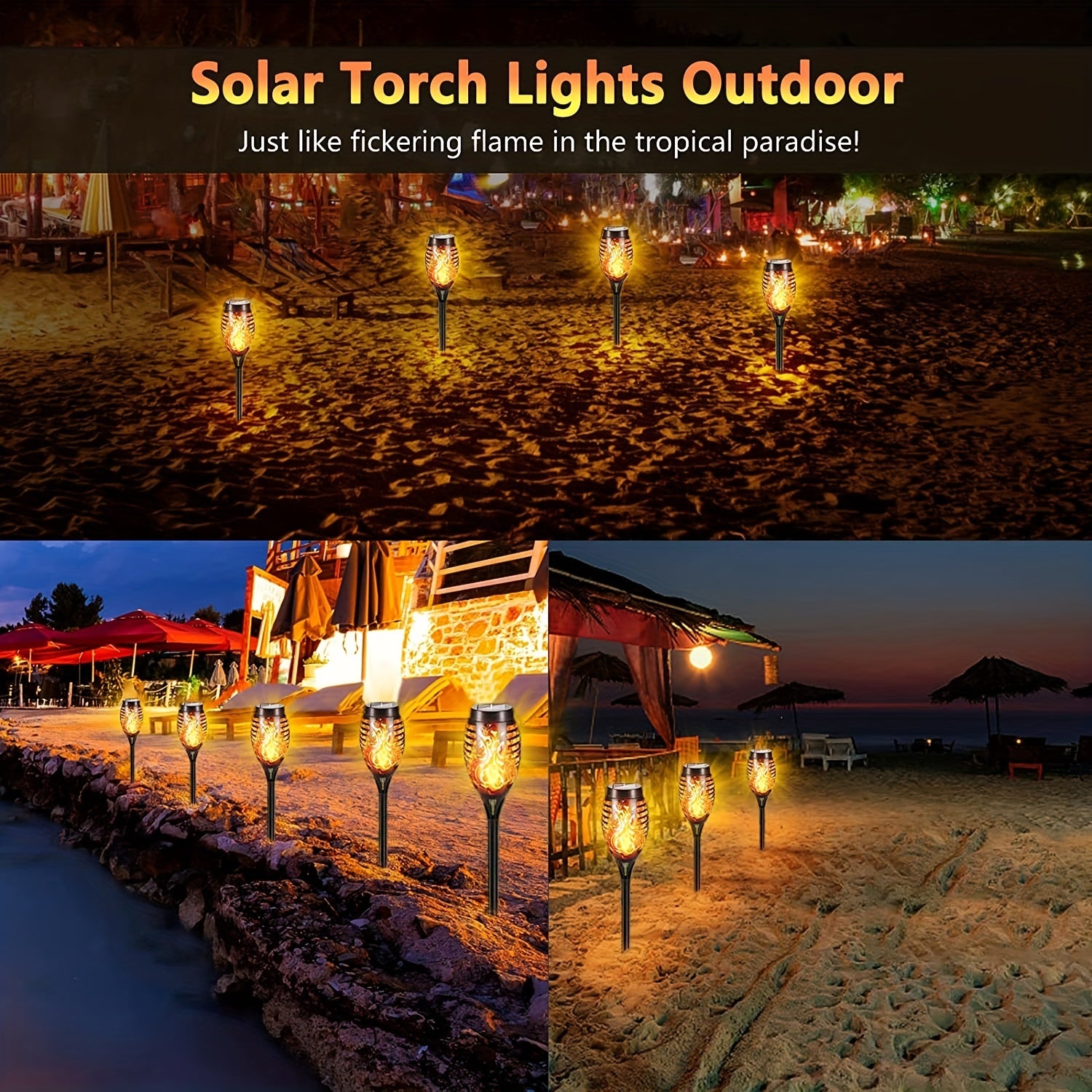 Solar Outdoor Halloween Torch Lights with Flickering Flame Effect
