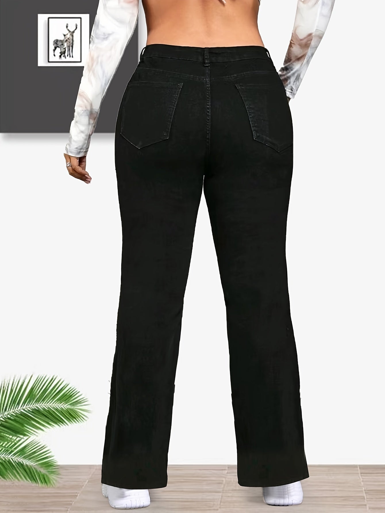  Ripped High Rise Flared Leg Jeans