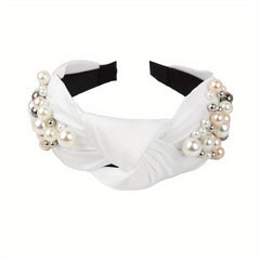 Faux Pearl Headband Knotted Cross Hair Hoop Hair Accessories For Women Girls