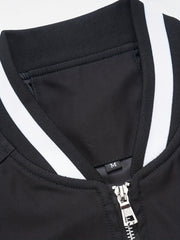 Men's Block Long Sleeve Jacket With Pockets Casual Stand Collar