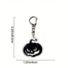 Halloween Pumpkin Bat Keychain Acrylic Key Ring Decoration