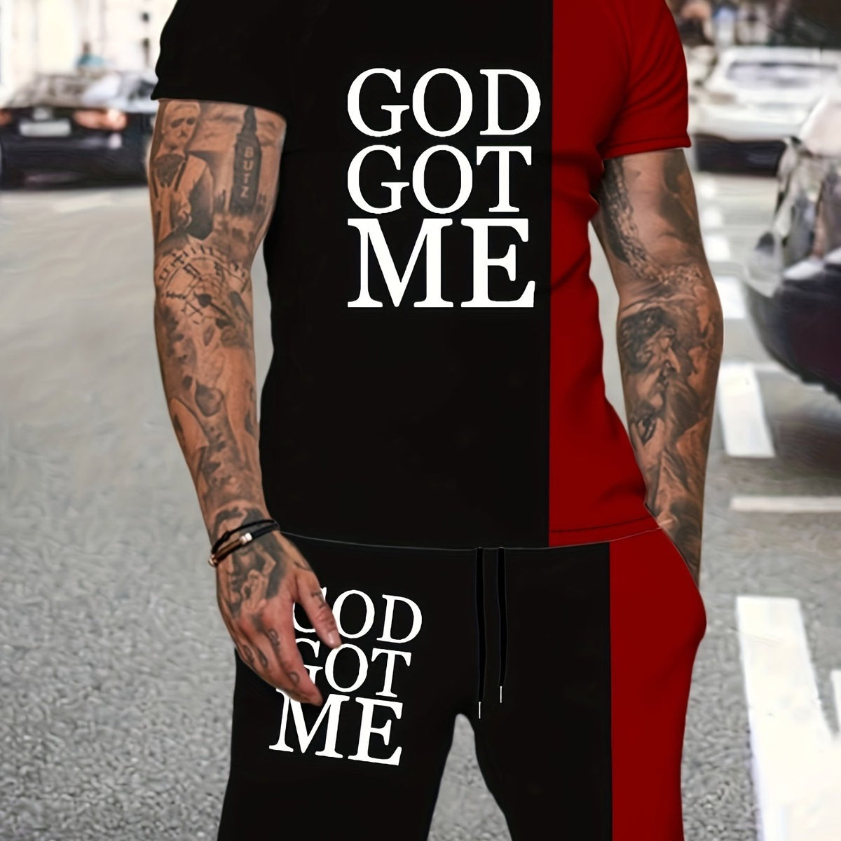 God Got Me 2 Piece Outfit Short Sleeve T-shirt & Shorts Set