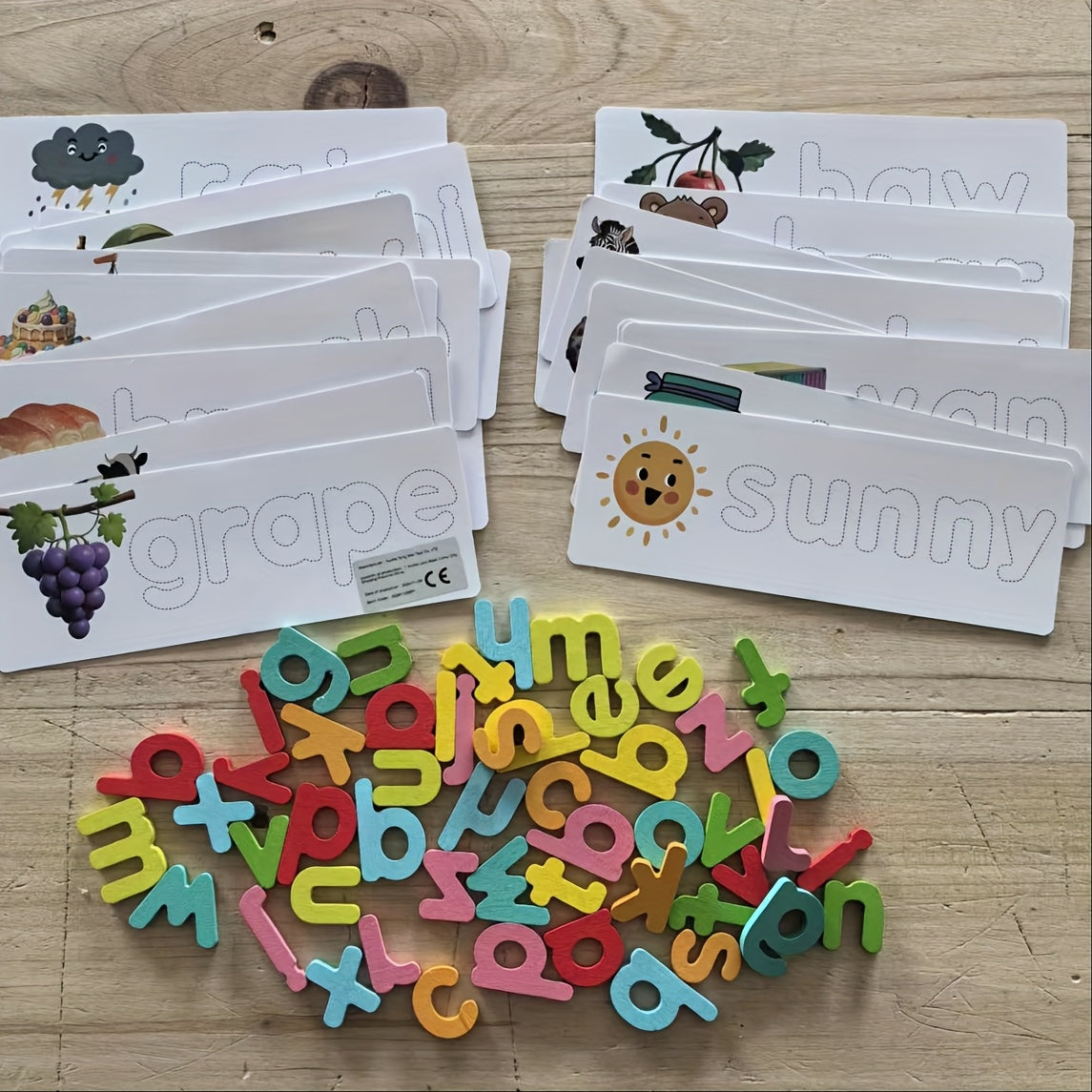 Wooden Educational Toy for Kids Word Recognition & Spelling Memory Matching Game
