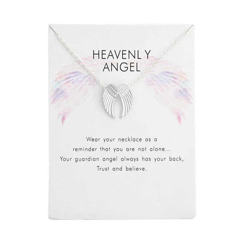 Angel Wings Pendant Necklace with Card for Women