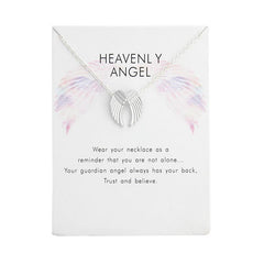 Angel Wings Pendant Necklace with Card for Women