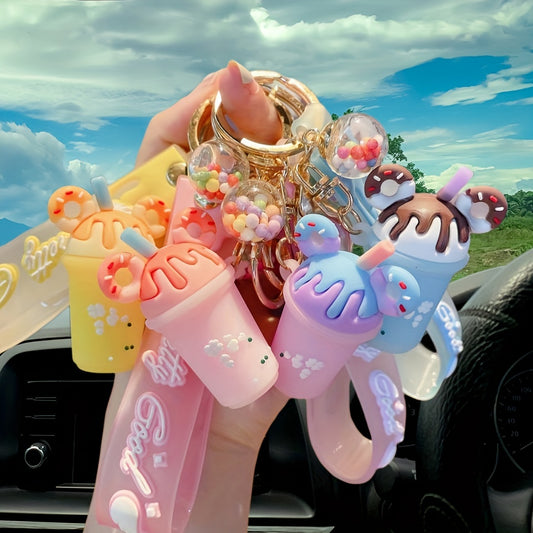 Candy Ice Cream Cup Keychain Cartoon Keyring Car Pendant