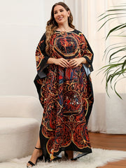  Boho Kimono Paisley Print Batwing Sleeve Maxi Cover Up