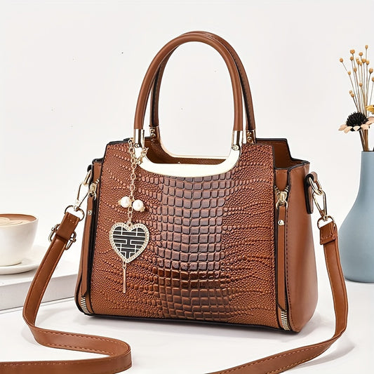 Crocodile Pattern Shoulder & Crossbody Bag