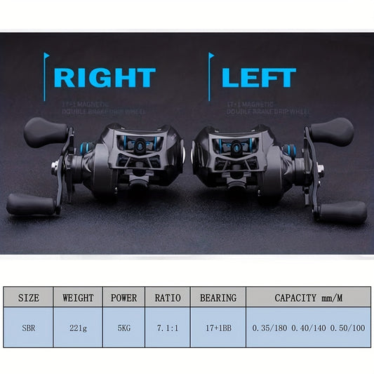 7.1:1 Gear Ratio Carbon Fiber Baitcasting Fishing Reel