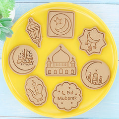 8pcs Eid Cookie Cutters Plastic Moon Star Pattern Candy Mold Eid Mubarak Biscuit