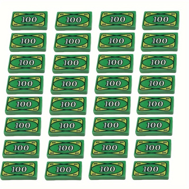 100 Dollar Bill Print 1x2 Interlocking Bricks DIY Money Tile Accessories