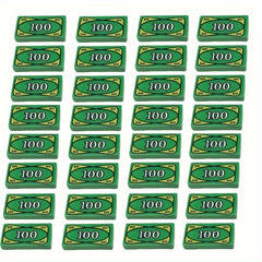 100 Dollar Bill Print 1x2 Interlocking Bricks DIY Money Tile Accessories