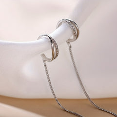 Zircon Decor Sexy Ear Cuff Threader Earrings Copper Jewelry