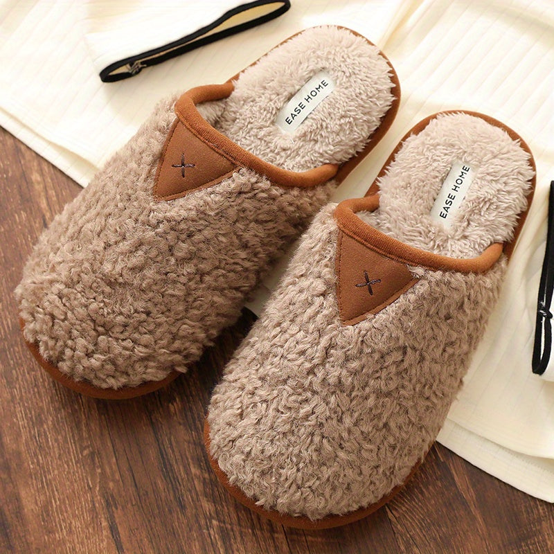 Cozy Plush House Slippers for Men - Anti-Skid Indoor Shoes