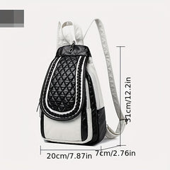 Quilted Large Capacity Backpack Soft PU Leather Lightweight School Bag