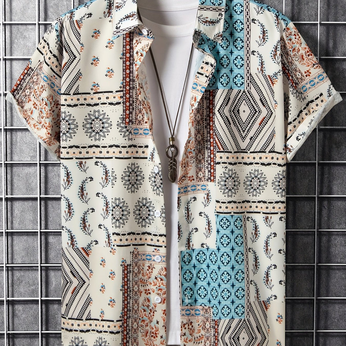 Men's Paisley Hawaii Shirt Casual Short Sleeve Top Regular Fit
