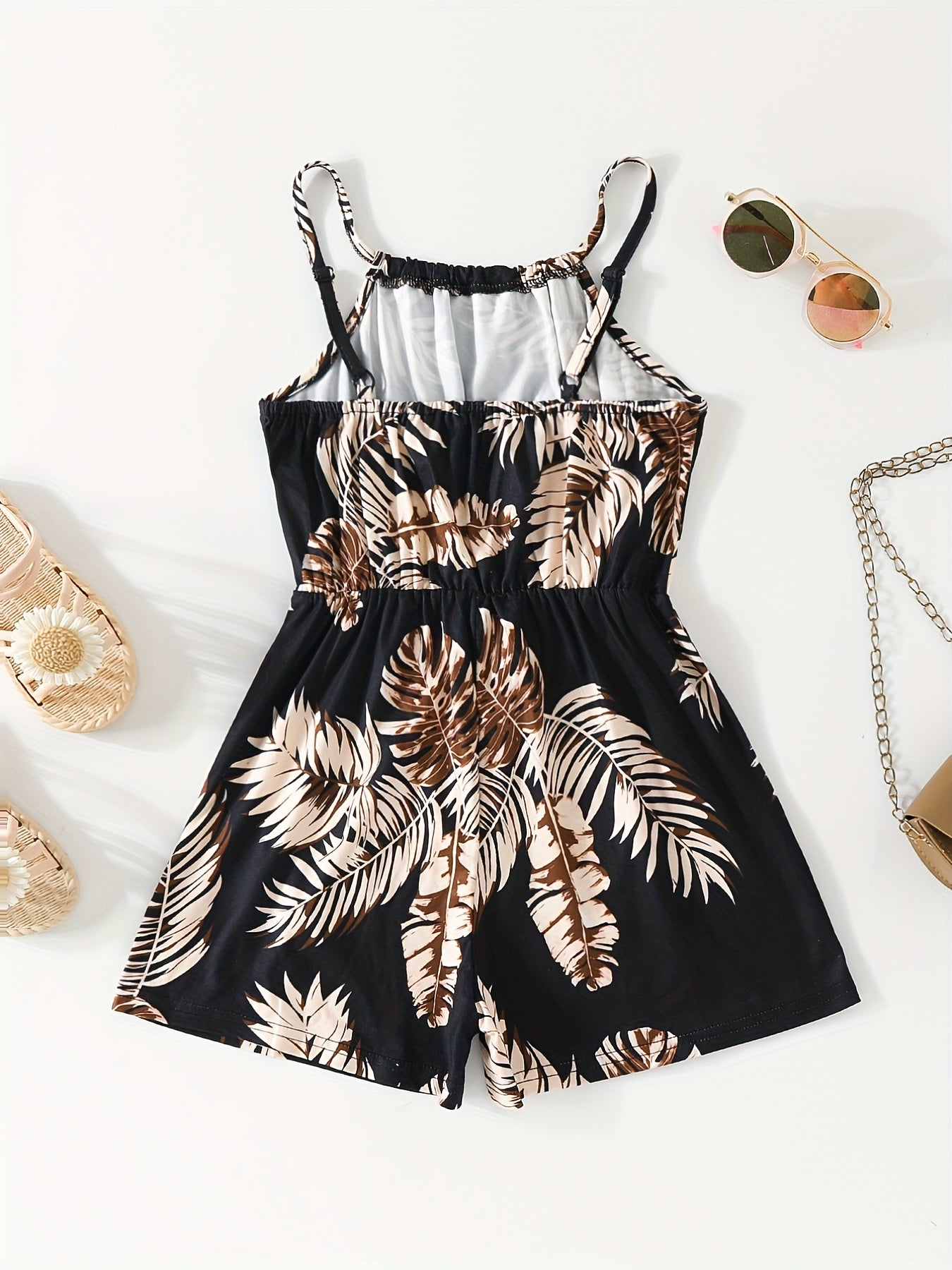 Girls Feather Cami Rompers for Beach Vacation