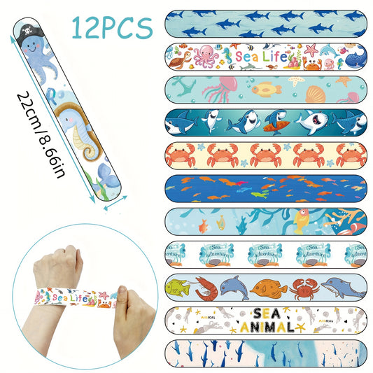 12pcs Ocean Sea Animals Slap Bracelets Birthday Supplies